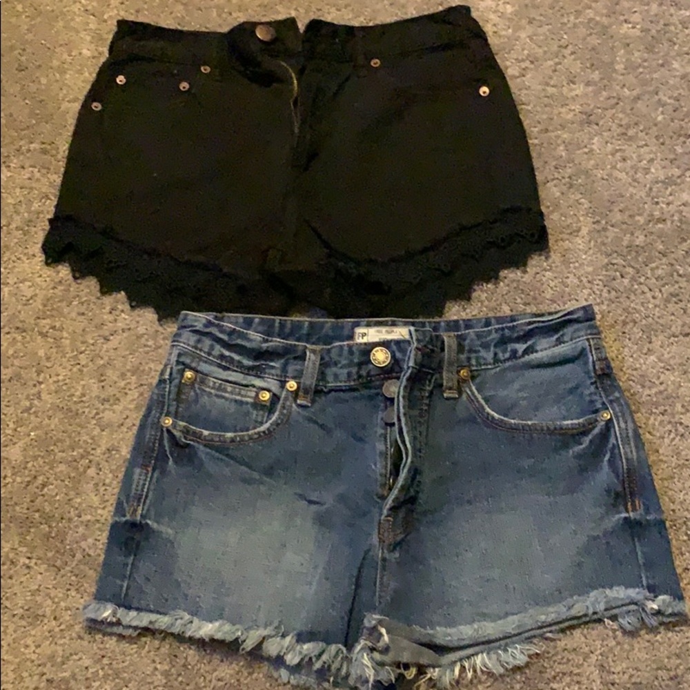 Two pairs of Free People denim shorts
